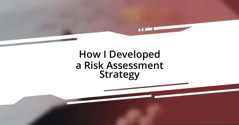 How I Developed a Risk Assessment Strategy