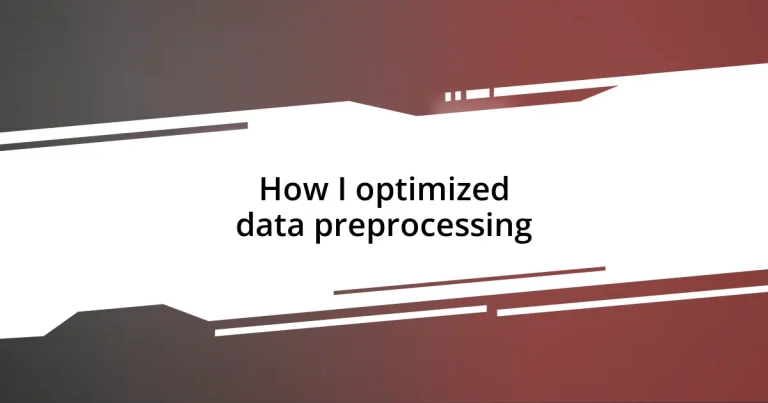 How I optimized data preprocessing