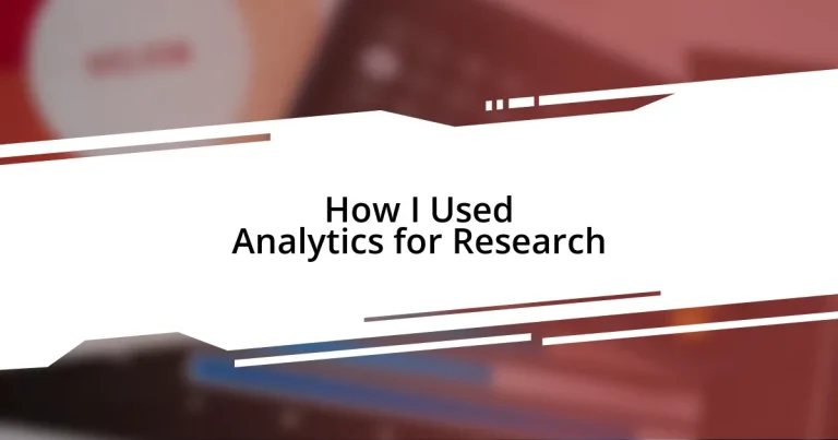 How I Used Analytics for Research