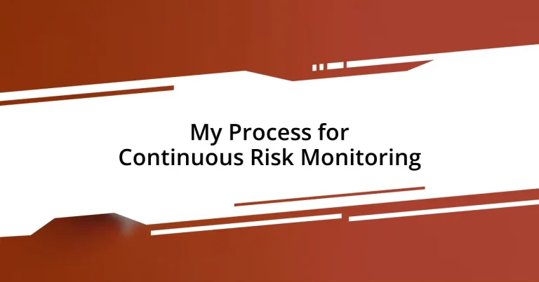 My Process for Continuous Risk Monitoring