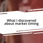 What I discovered about market timing