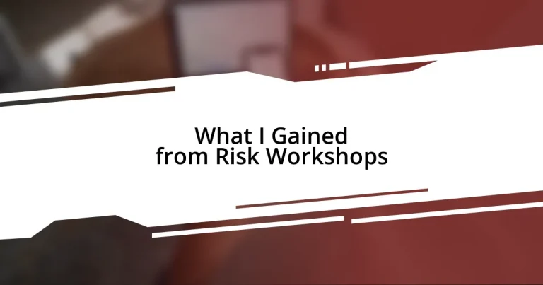 What I Gained from Risk Workshops