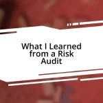 What I Learned from a Risk Audit