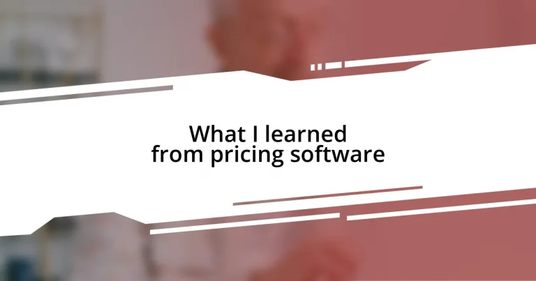 What I learned from pricing software