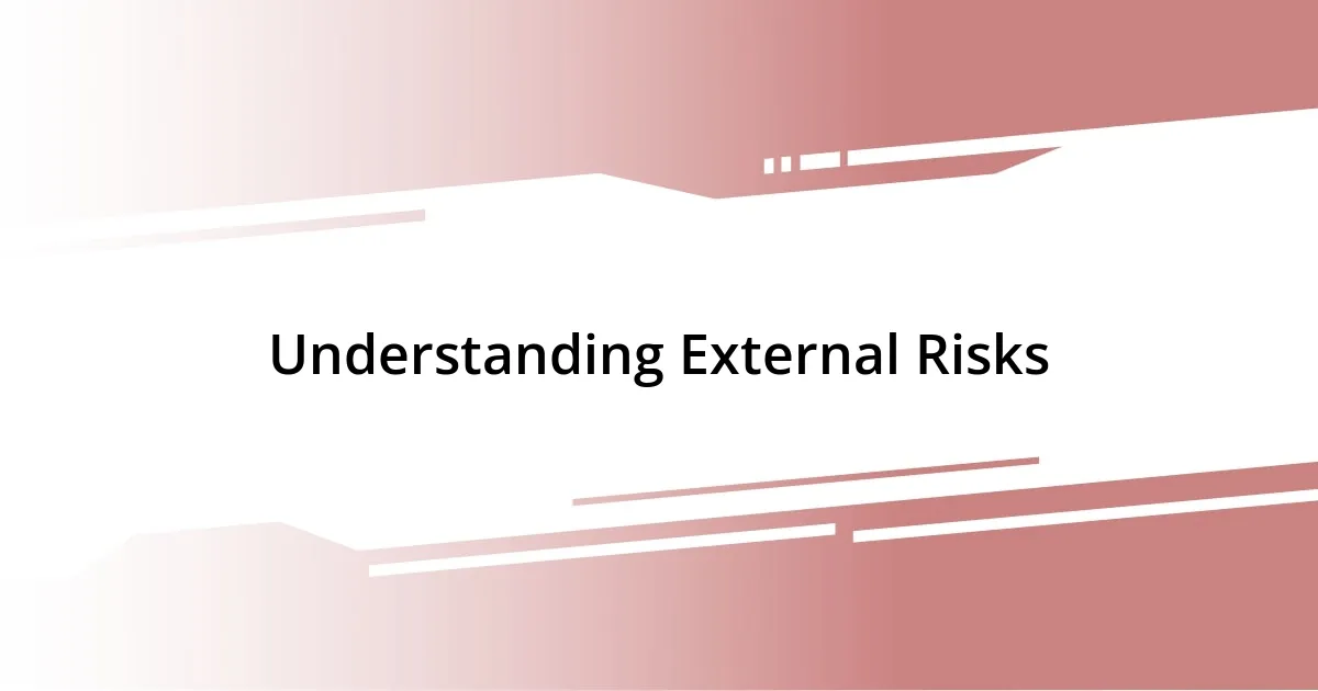 Understanding External Risks