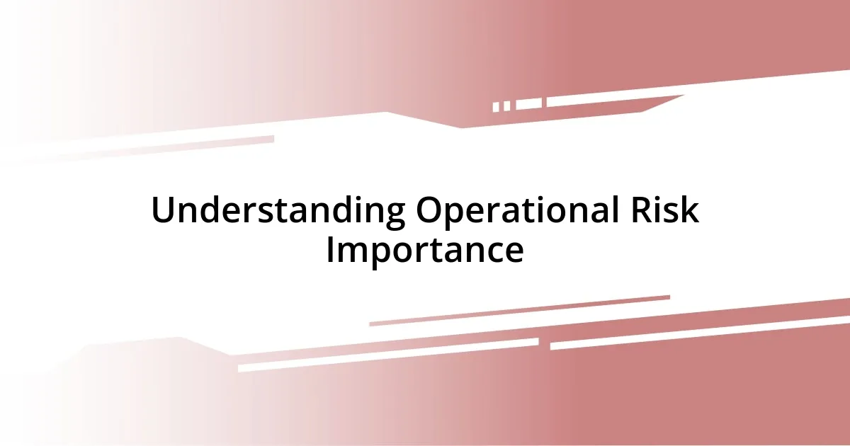 Understanding Operational Risk Importance