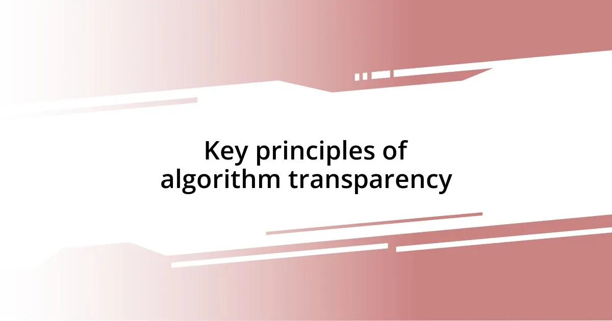 Key principles of algorithm transparency