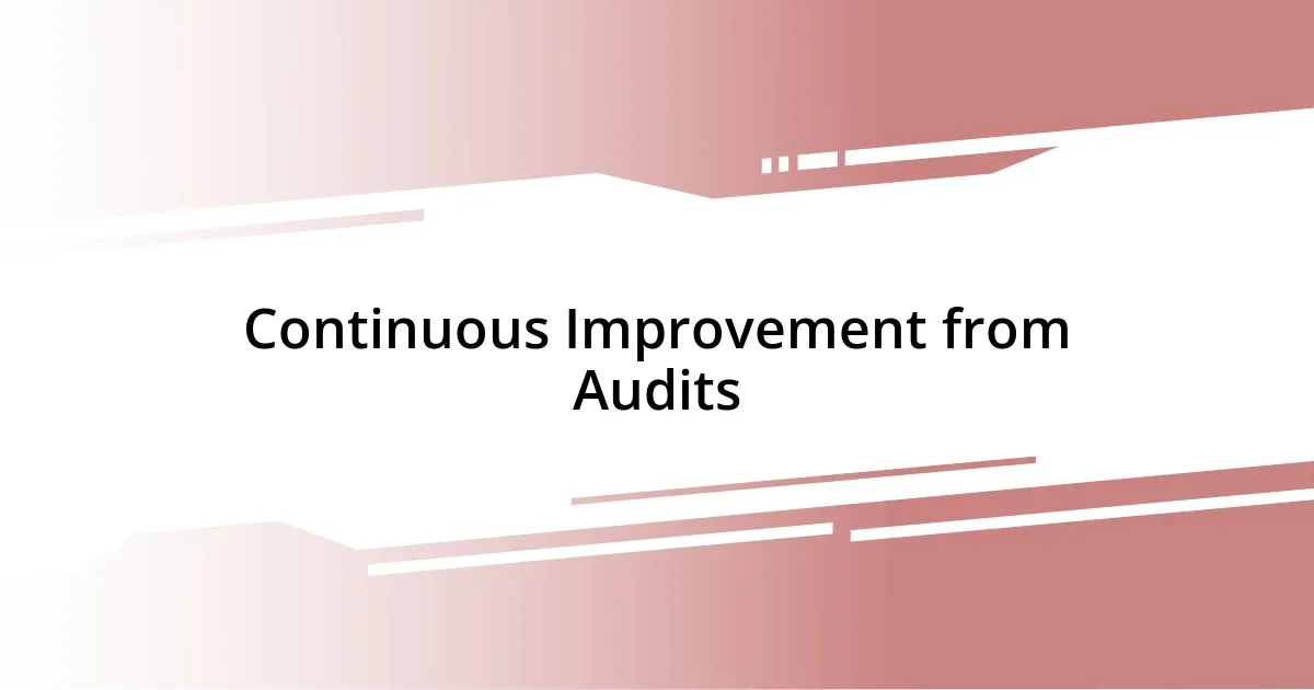 Continuous Improvement from Audits